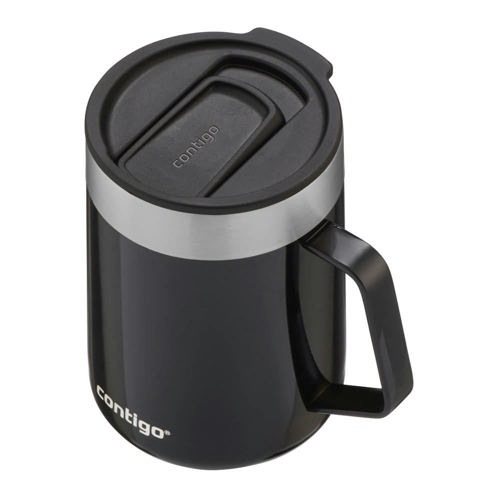 travel mug with handle in black