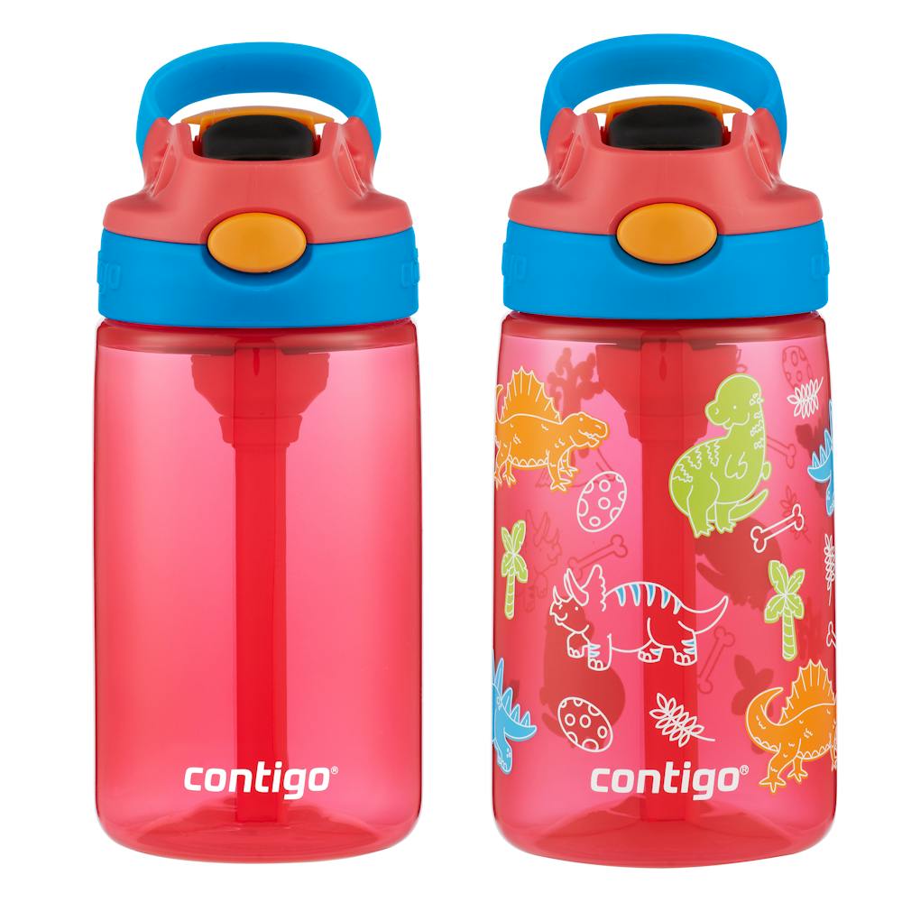 kids water bottle with spout and handle front view