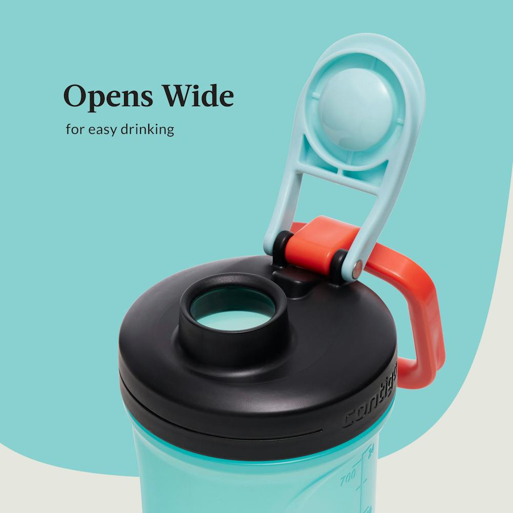 Contigo fit water bottle opens wide for easy drinking