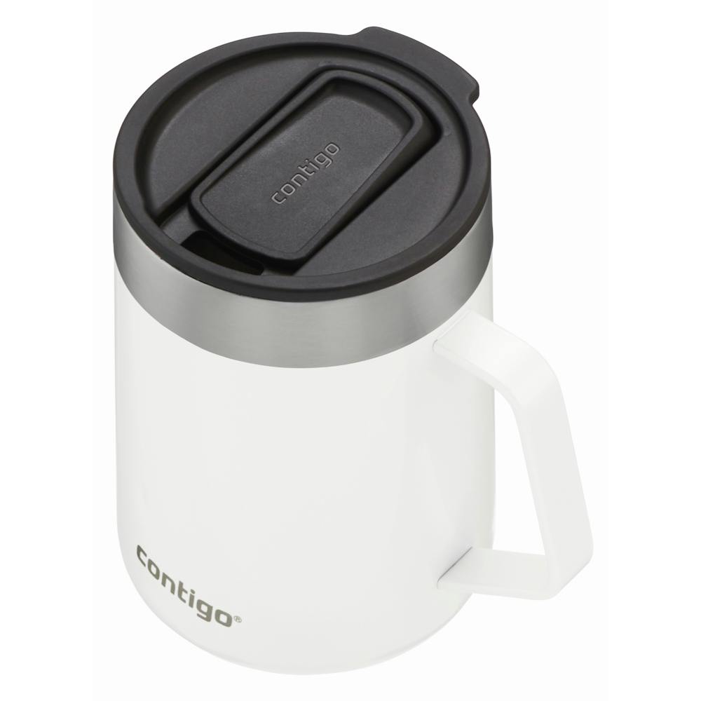 travel mug with handle in white