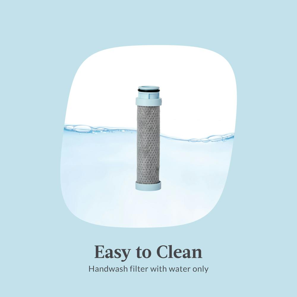 easy to clean, handwash filter with water only