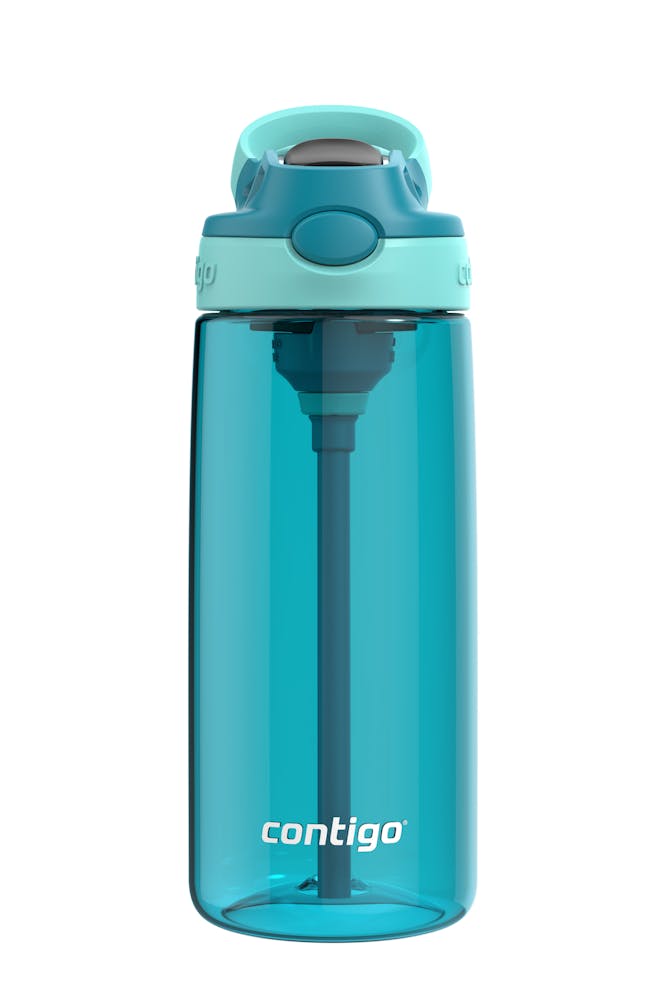 blue and light blue water bottle front