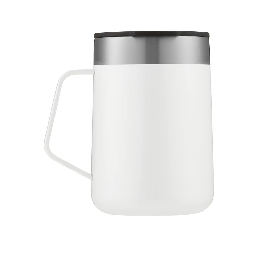travel mug with handle in white