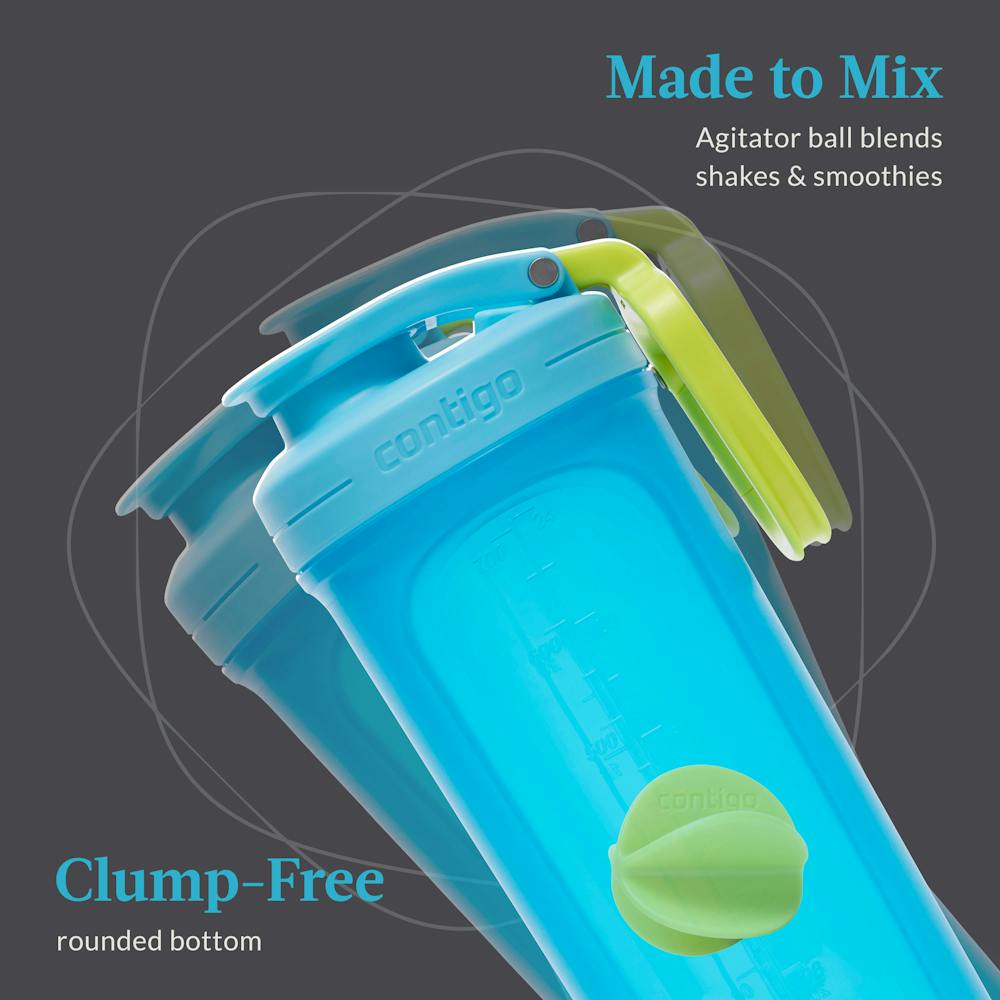 Made to mix travel cup agitator ball blends shakes and smoothies with clump-free rounded bottom