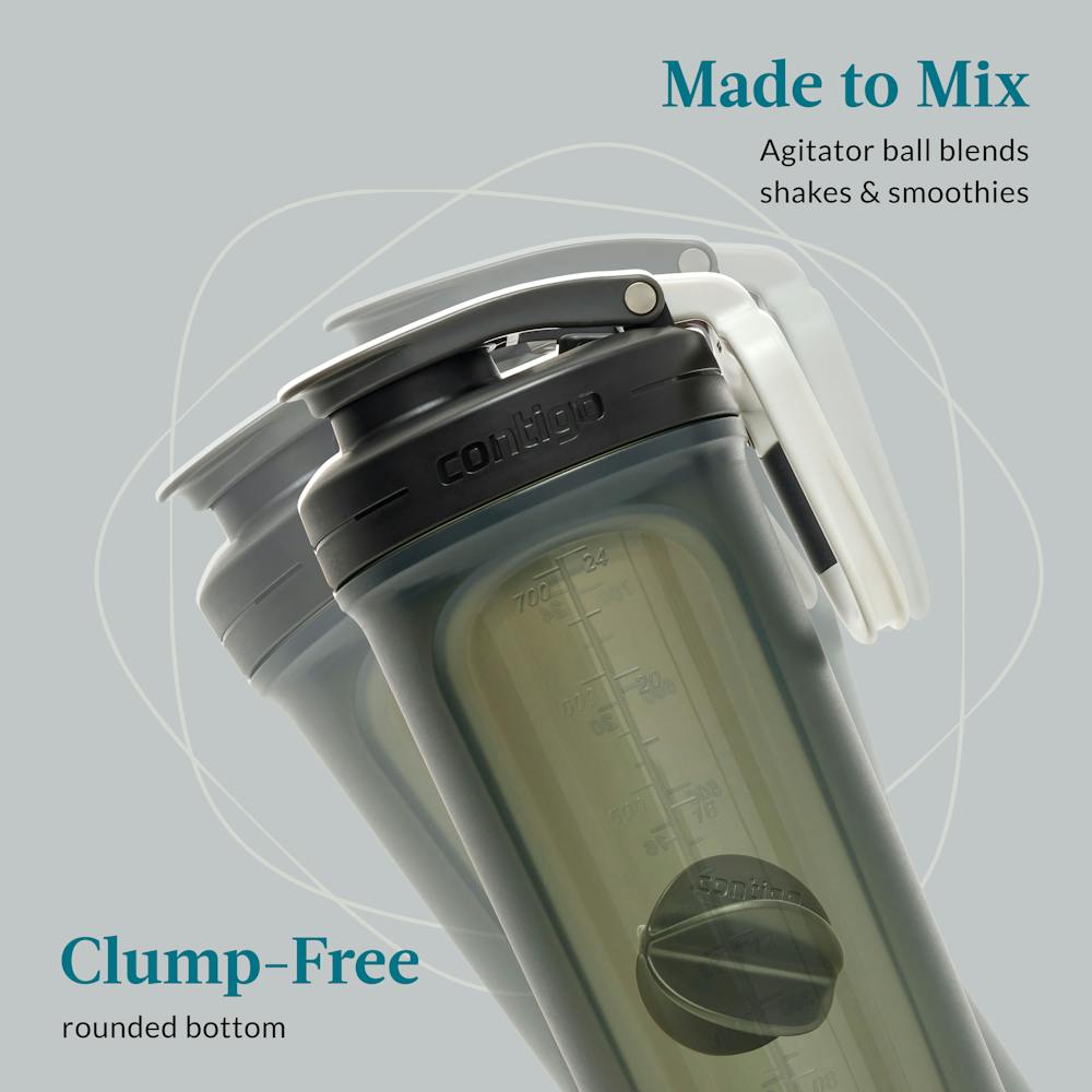 Water bottle with agitator ball for making smoothies