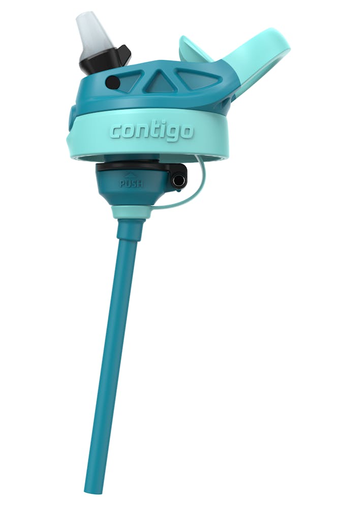 light and dark blue detachable water bottle and straw together