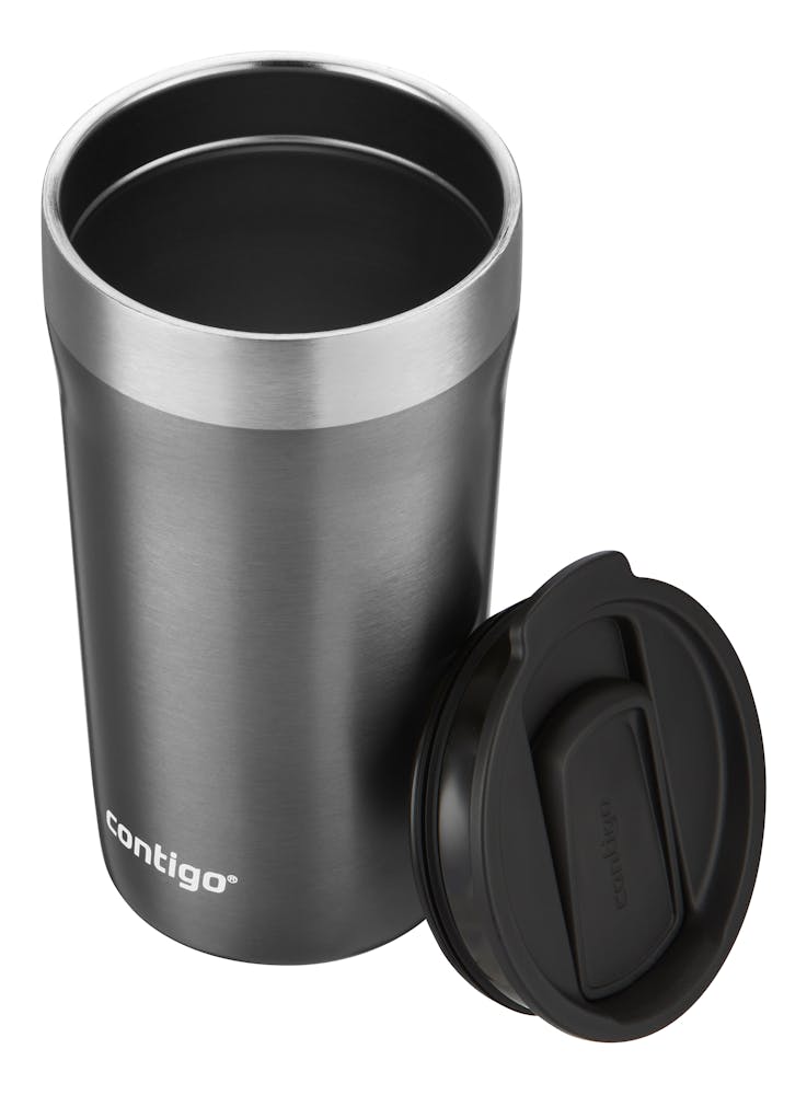 Black travel mug with lid