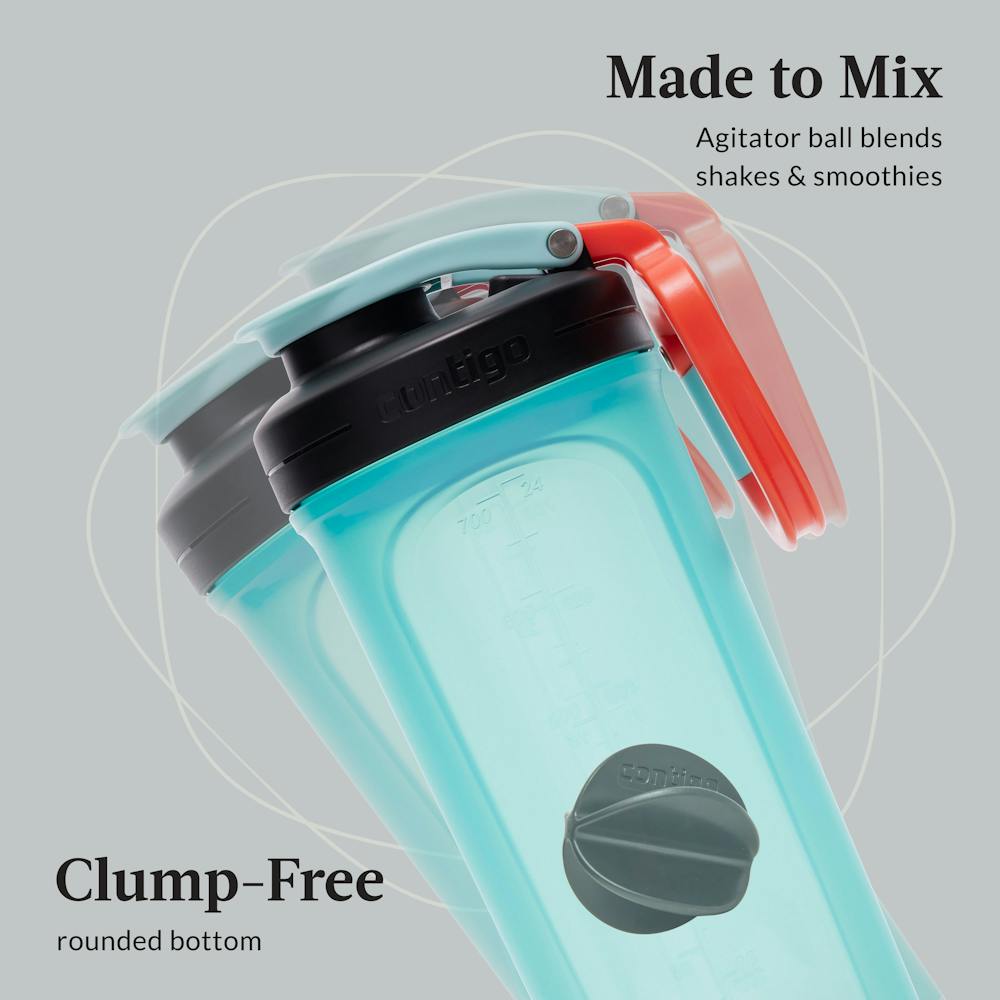 Water bottle with agitator ball for making smoothies