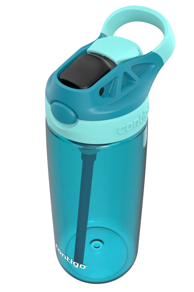 blue and light blue water bottle straw closed