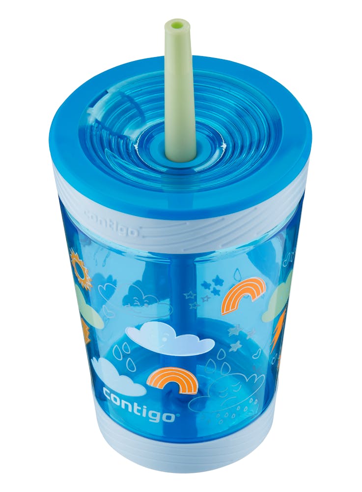 kids spill proof tumbler with rain clouds design
