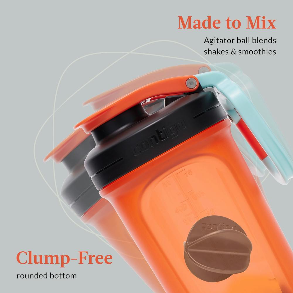 Water bottle with agitator ball for making smoothies