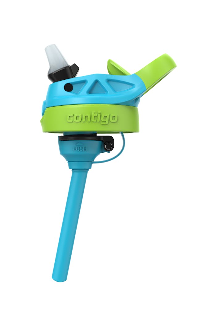 cyan and lime green kids water bottle straw and lid sans container