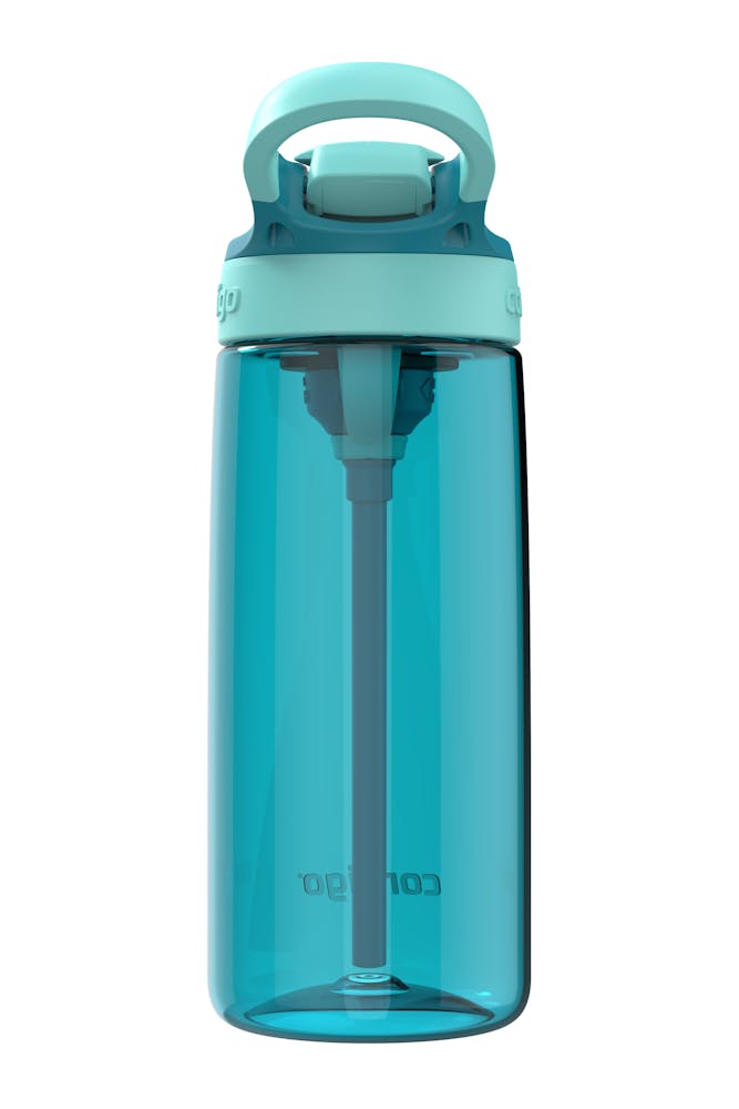 blue and light blue water bottle back