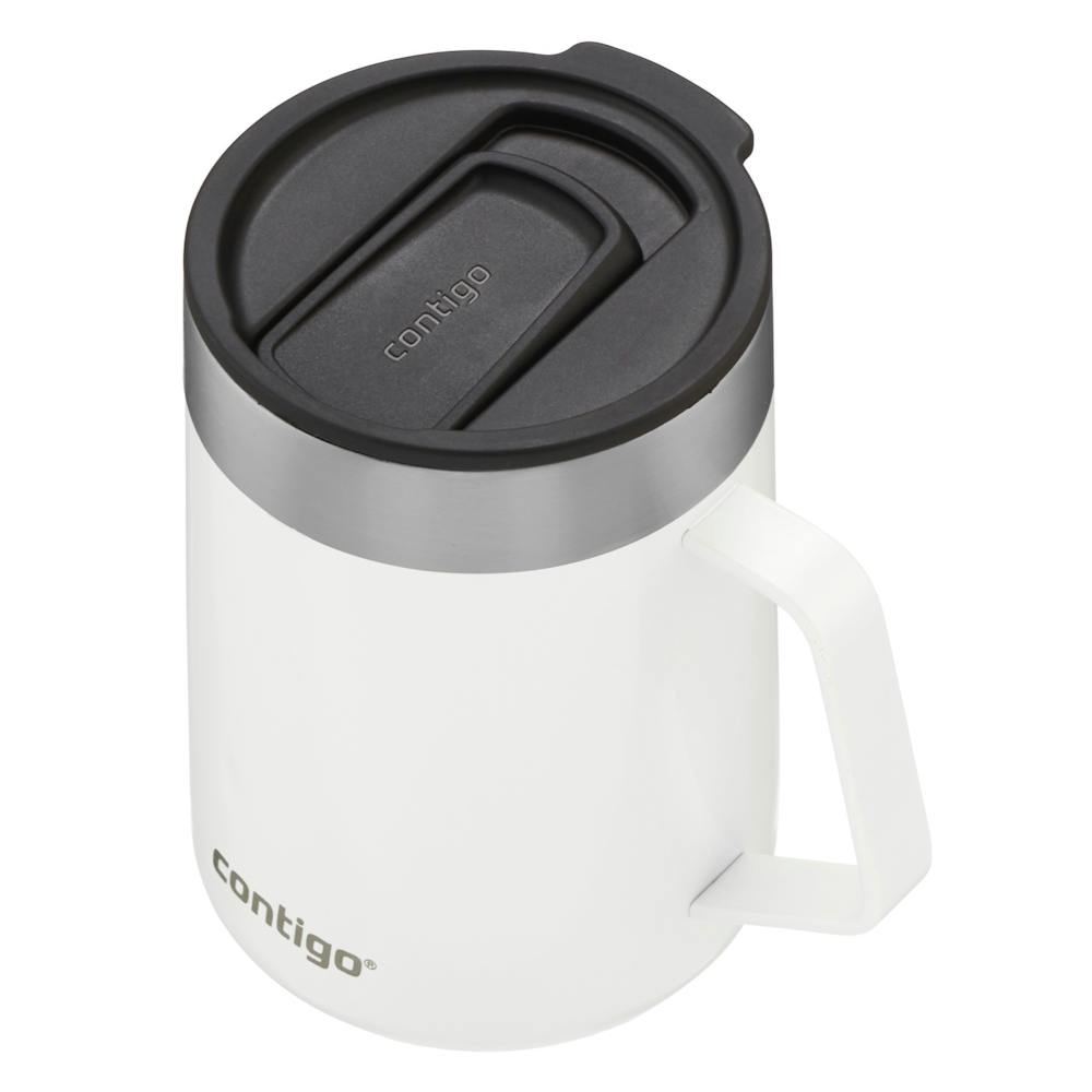 travel mug with handle in white