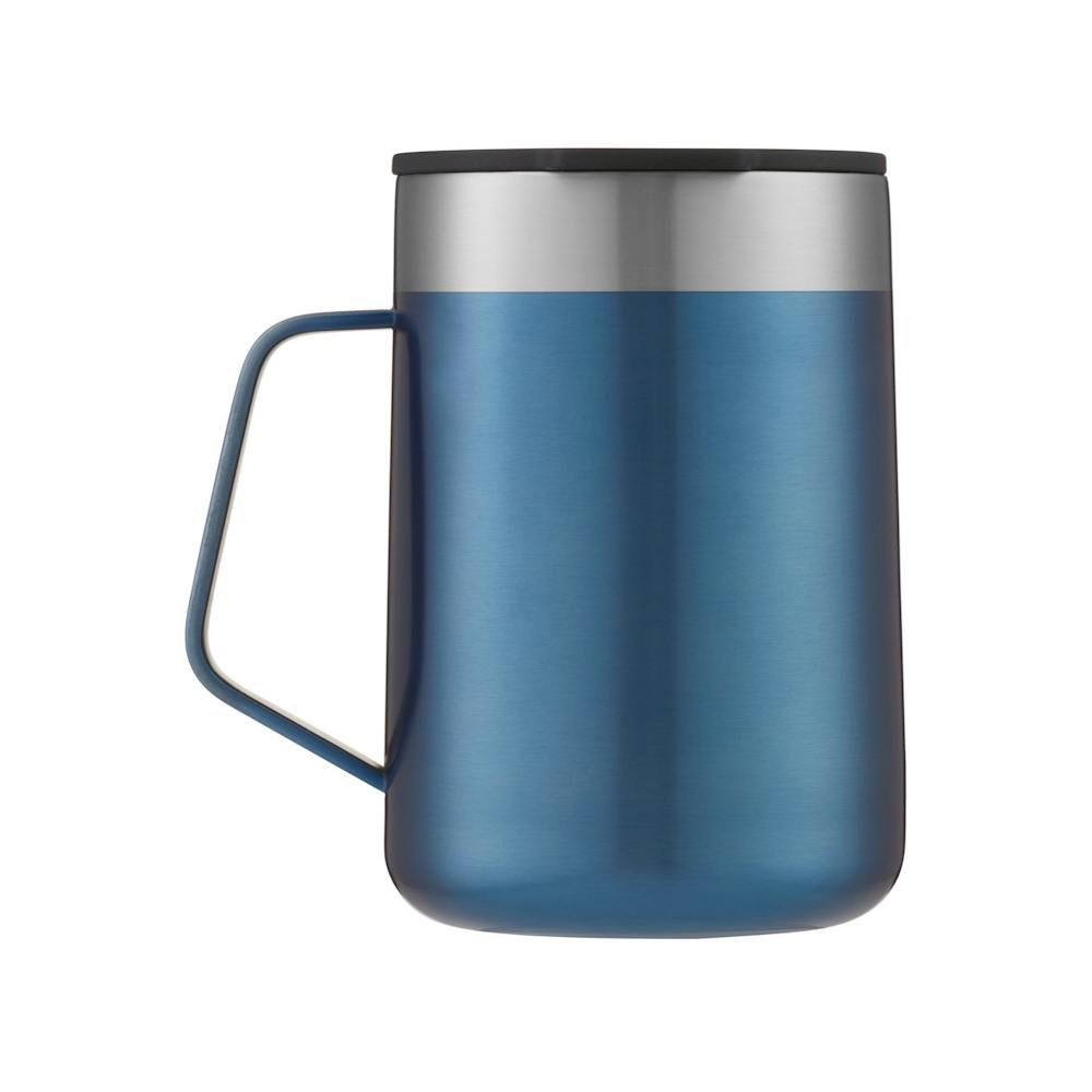 travel mug with handle in blue