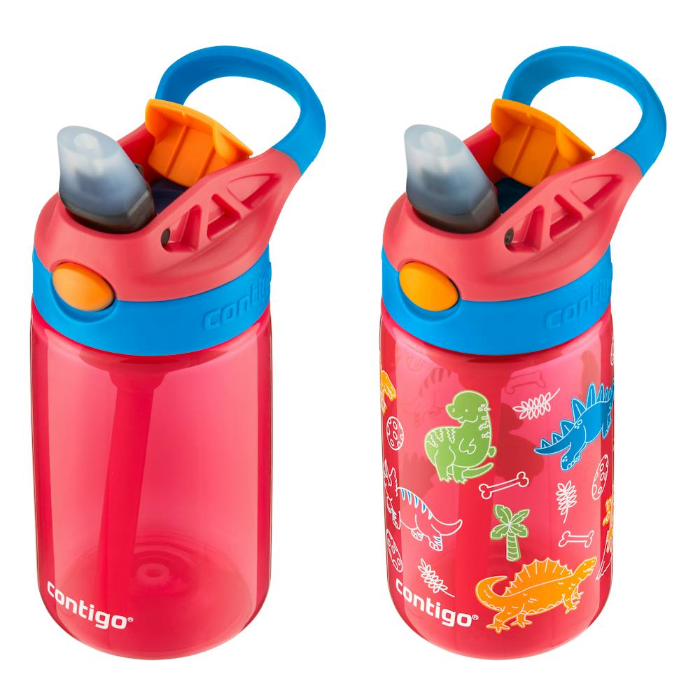 angled kids water bottle with spout and handle