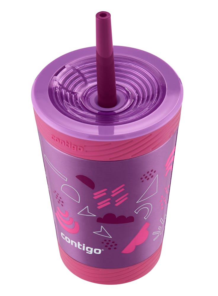 kid's tumbler with straw top view